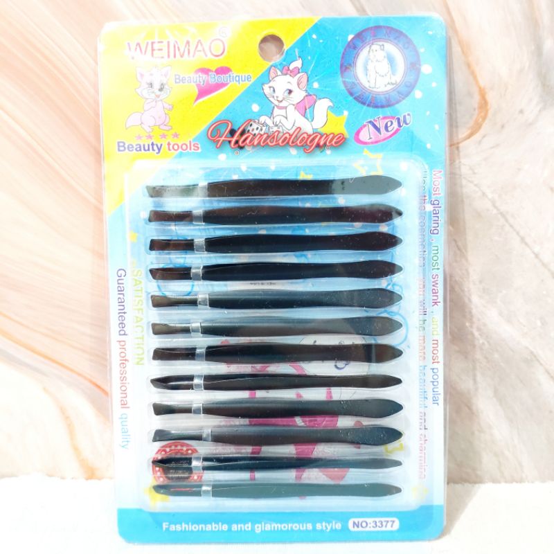 Pinset eyelash multifungsi pencabut bulu isi 12 pcs