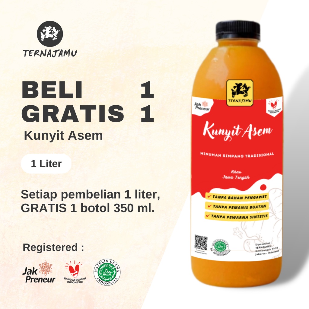 

Jamu Kunyit Asem / Kunyit Asam Sirih Pelangsing / Kunyit Tawar / Pelancar Haid 1 Liter - TERNAJAMU