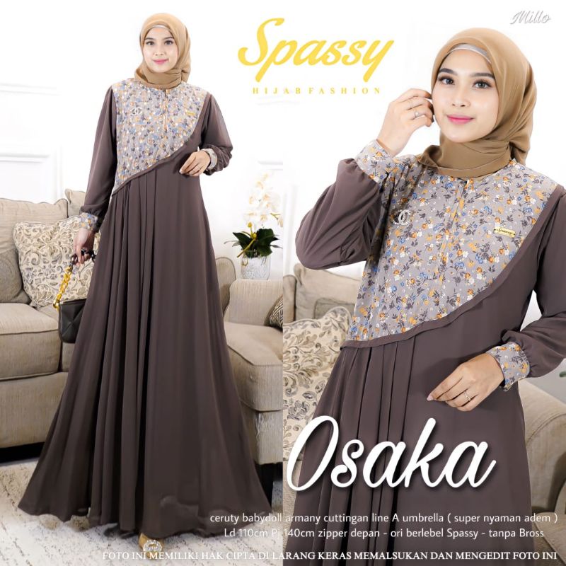 COD 23 NEW || OSAKA DRESS MAXI ORI SPASSY dress premium bahan ceruty armany babydoll lengan panjang 