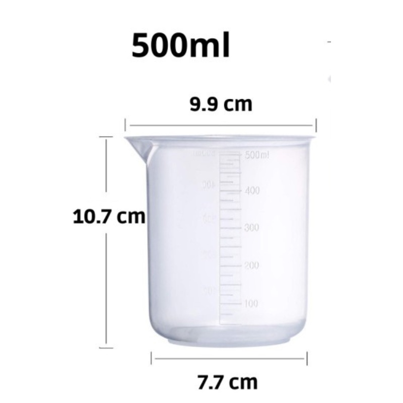 Beaker Measuring Cup Plastik Gelas Takar Lab Gelas Ukur Cairan Kimia - 500ML