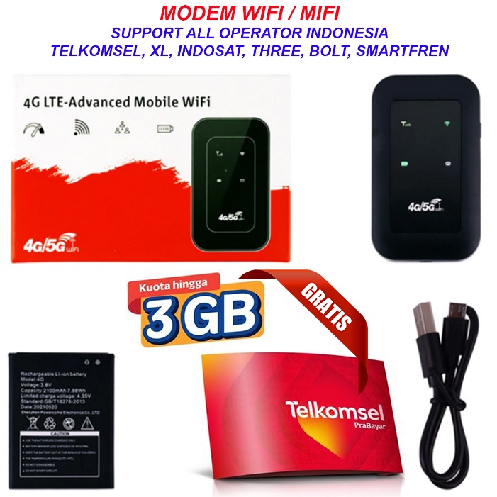 modem wifi / modem mifi SUPPORT ALL OPERATOR INDONESIA TELKOMSEL, AXIS, INDOSAT, THREE, BOLT, SMARTFREN