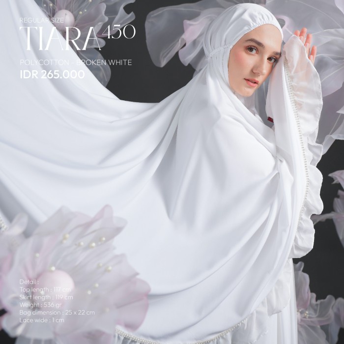 MUKENA COUPLE IBU ANAK BALITA TATUIS TIARA 450 KATUN PUTIH TULANG ADEM