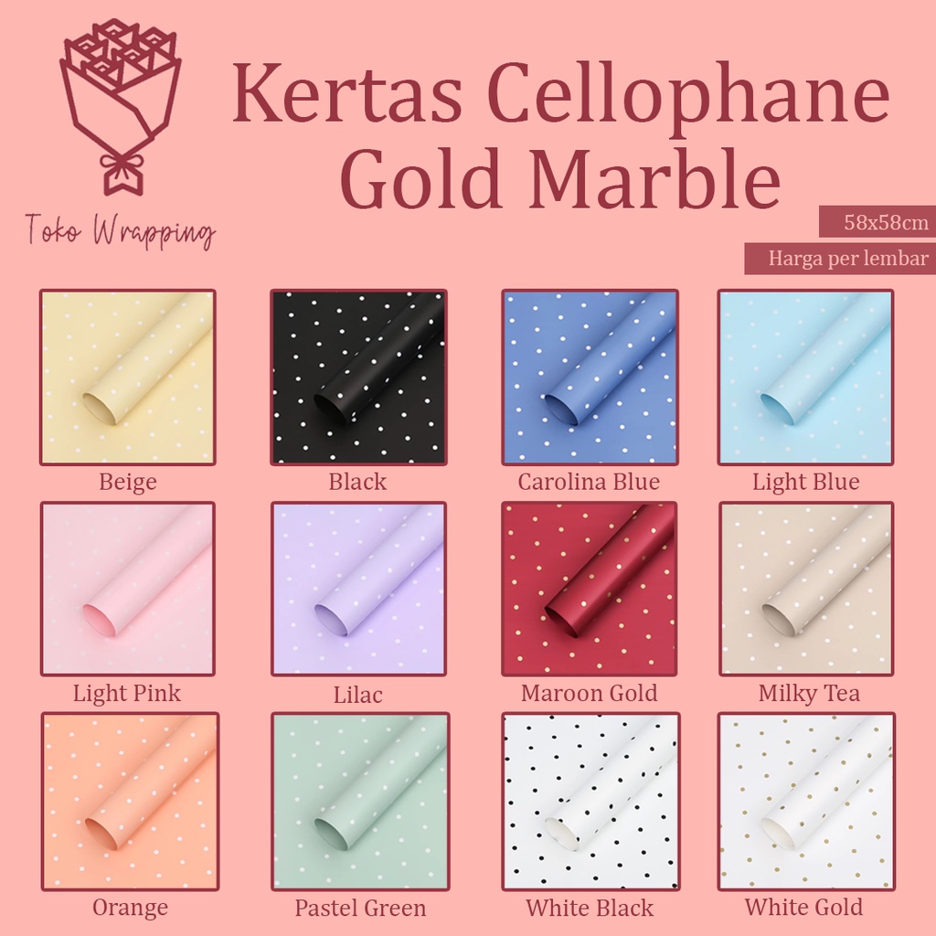

Kertas Cellophane Kertas Buket Bunga [Polkadot] Flower Wrapping Paper Celophane / Chellophane Murah untuk Snack Uang