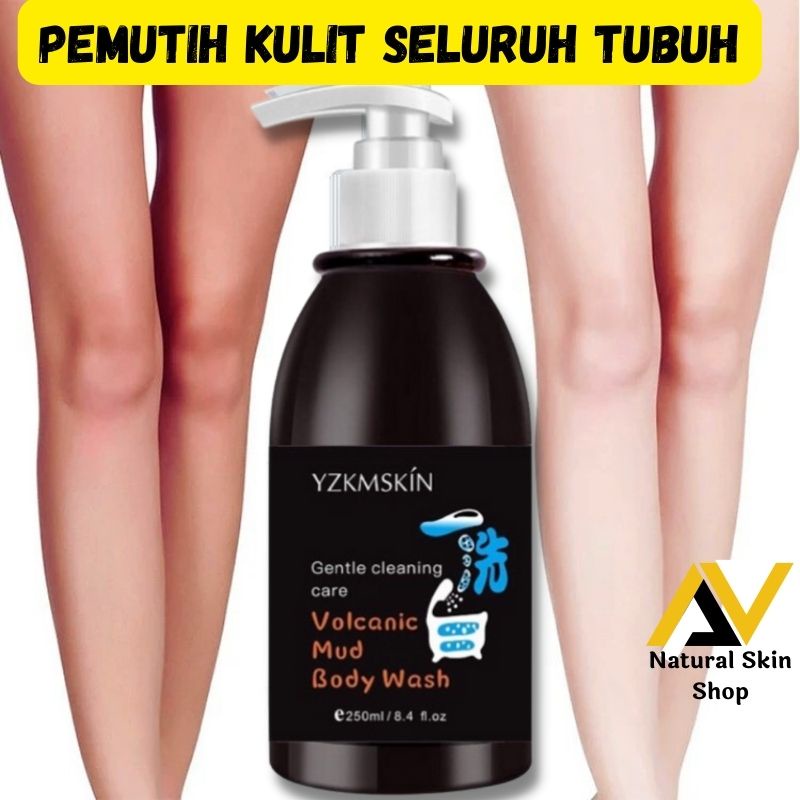 YZKMSKIN Sabun Mandi Lumpur Vulcanic Mud Body Wash Pemutih Kulit Seluruh Tubuh Permanen original