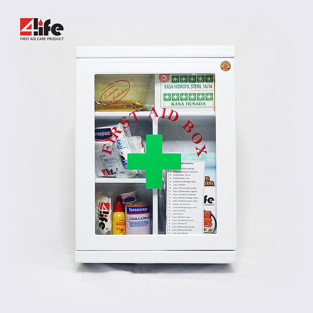 FIRST AID KIT P3K 4LIFE PLASTIK BOX TYPE A + ISI / FIRST AID KIT P3K PLASTIK BOX / JUAL FIRST AID KI