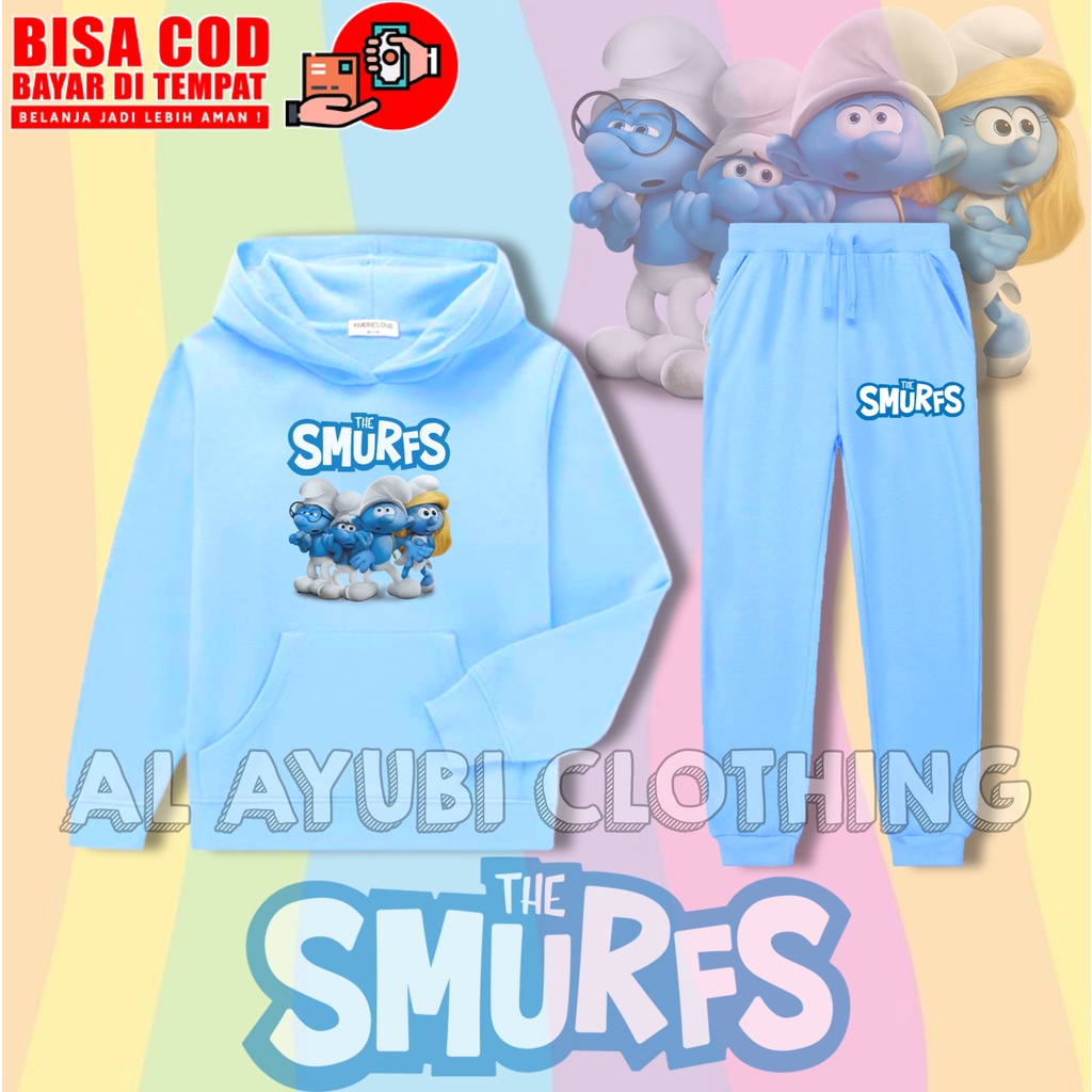 SETELAN ANAK THE SMURFS HOODIE & JOGGER ANAK THE SMURFS