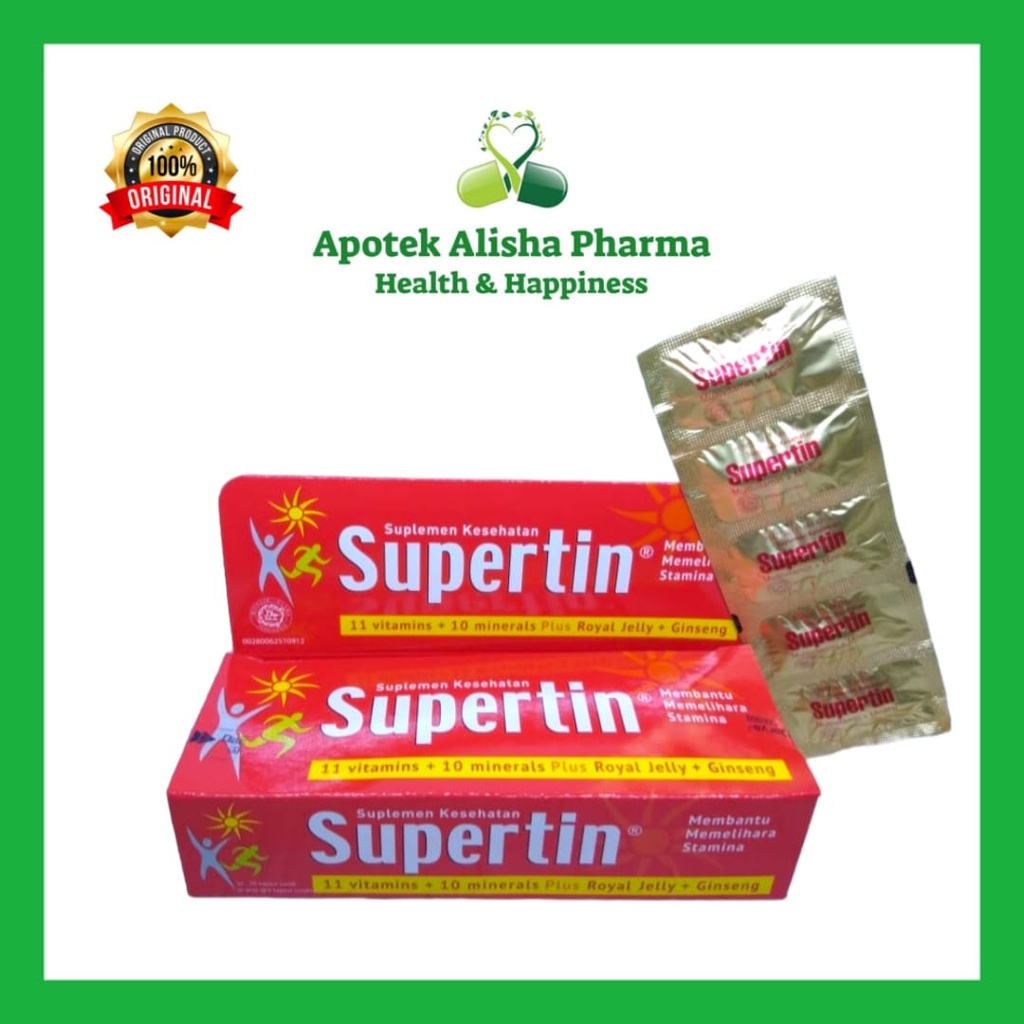 Supertin Kapsul (Strip 5kapsul) - Suplemen Kesehatan Stamina Multivitamin Mineral Royal Jelly Ginseng