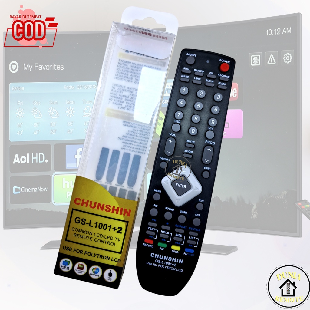 Remot Remote TV POLYTRON LCD LED Multi Smart TV Chunshin GS L1001+ Tanpa setting