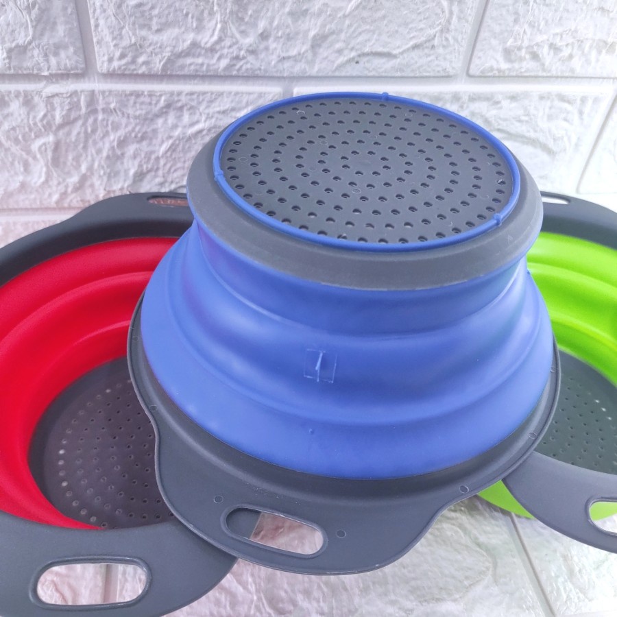 Keranjang Saringan Sayur Buah-Buahan Silikon Fleksibel Keranjang Lipat