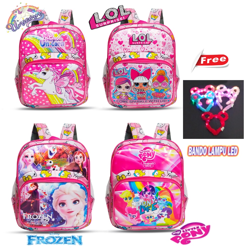 TAS SEKOLAH ANAK PEREMPUAN TK / PAUD KARAKTER UNICORN - LOL - LITTLE PONY - FROZEN RANSEL MINI ANAK CEWEK