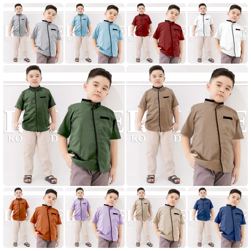 RELINE KID 2 VARIAN KEMEJA KID COWO DAN GAMIS MAXY KID CEWE FASHION PAKAIAN ANAK BAHAN SHAKILA MS (DIJUAL TERPISAH)