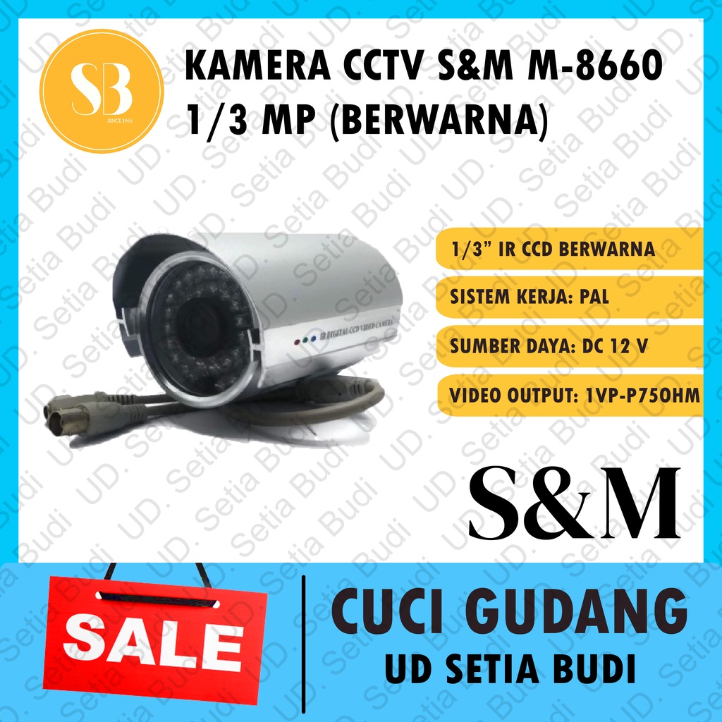 Kamera CCTV Outdoor 1/3 MP IR Warna S&amp;M M-8660 1/3&quot; CCD