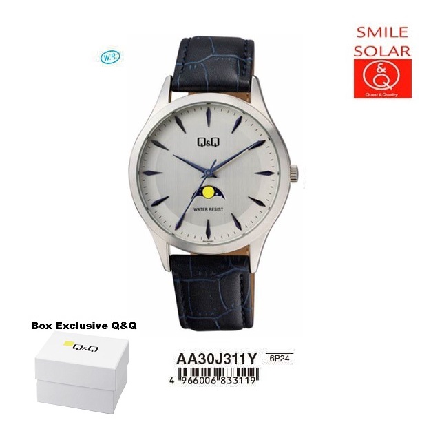 Jam Tangan Pria Classic Casual Kulit Leather Original Q&amp;Q QnQ QQ AA30 AA30J Series