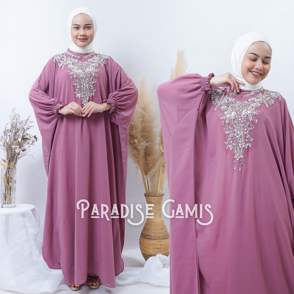 Kaftan Wanita Ceruty Amara Jumbo Set Iner Manset Daleman