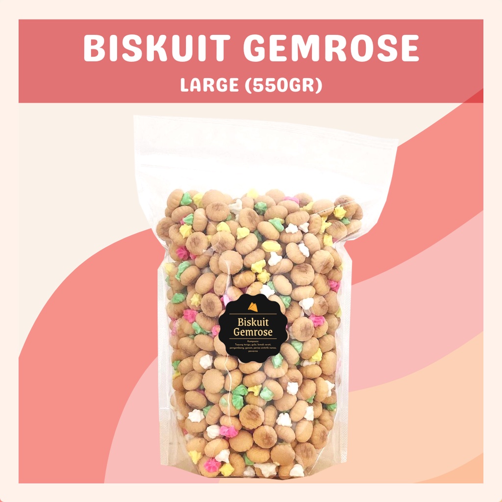 [DELISH SNACKS] Biskuit Gemrose (L) 550gr / Snack Cemilan / Gem Rose Kue Monas Kembang Gula