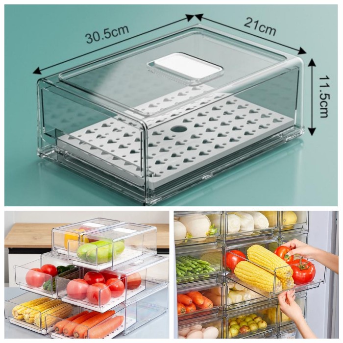Fridge Storage Food Storage Box Organizer Kulkas Laci Medium Sayuran