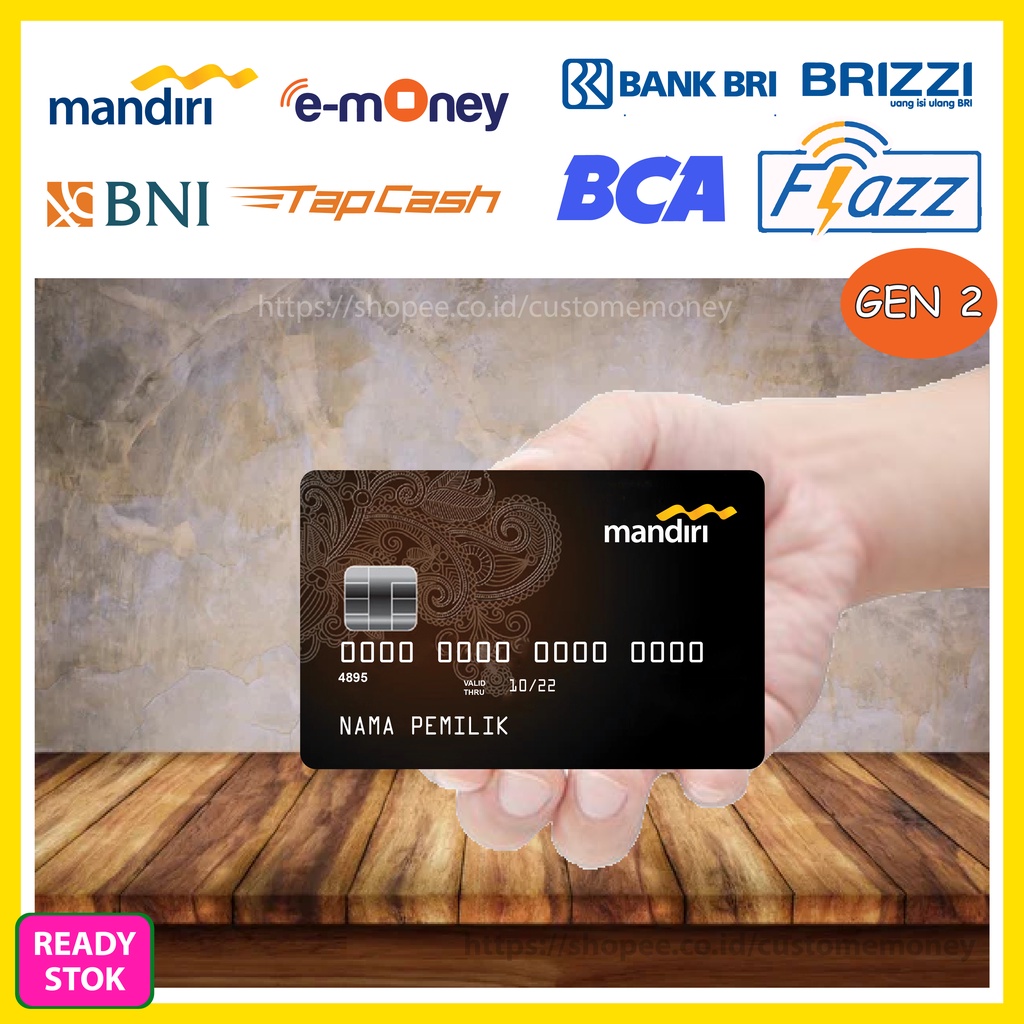 KARTU EMONEY DESIGN MANDIRI BATIK BROWN KARTU E-MONEY MANDIRI FLAZZ GEN 2 TAPCASH BRIZZI 1 SISI