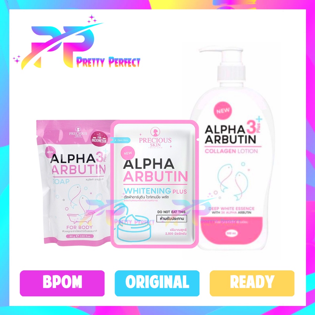 Precious Skin Alpha Arbutin 3 Plus Paket 3 in 1 Lotion + Powder + Soap