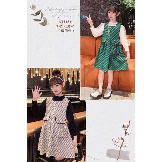 Dress Korea Anak Import 4-8thn /Baju Gamis Anak Perempuan