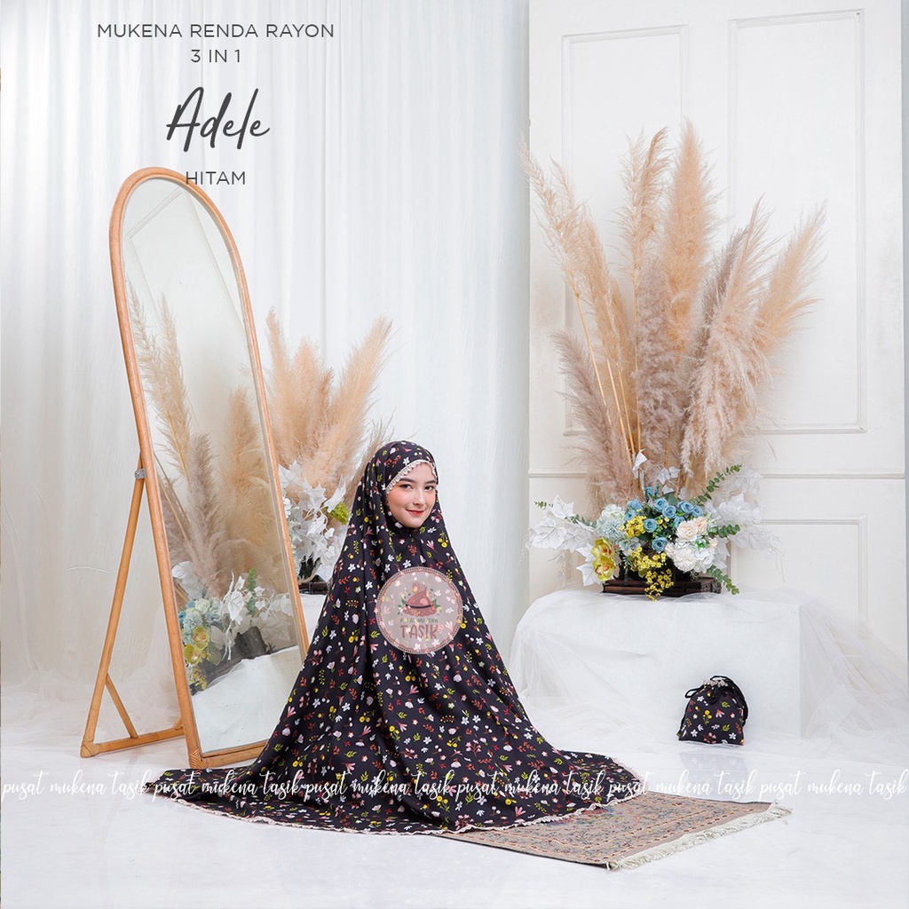 PUSAT MUKENA TASIK - MUKENA RENDA RAYON DEWASA 3 IN 1 MOTIF ADELE