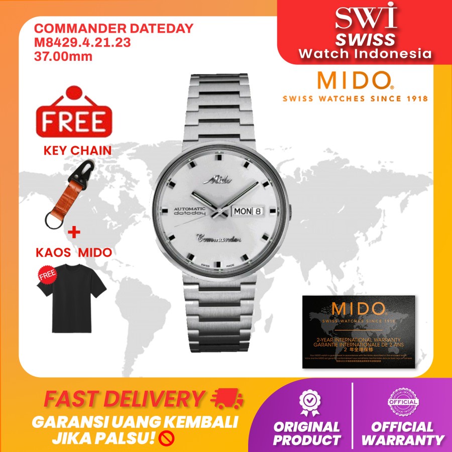 Jam Tangan Pria Mido M8429.4.21.23 Commander Datoday Analog