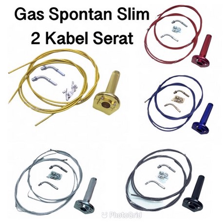 PAKET 2IN1 - Gas Spontan DMN SLIM 2 KABEL Plus Kabel Gas Serat Warna model KTC Racing Kytaco Semua m
