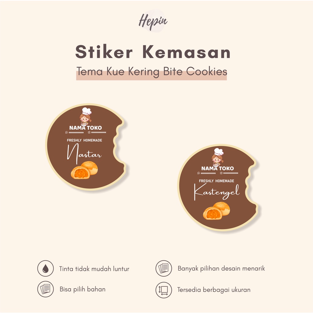 BITE COOKIES/cutting stiker label/kue kering/stiker kue kering murah/stiker nastar/murceee