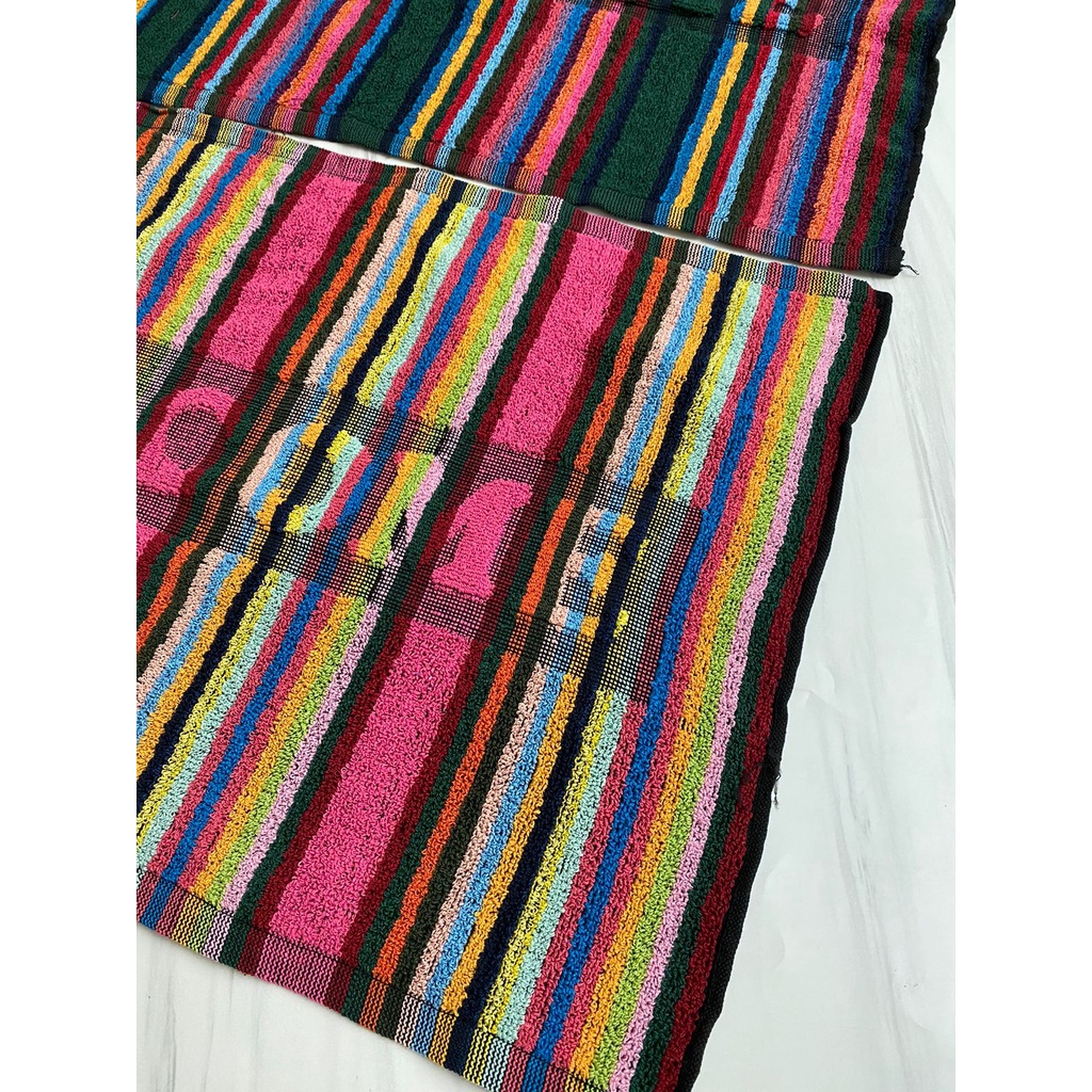 Keset Kaki Handuk Serap Air Corak Motif Salur Garis Pelangi Rainbow 40x60 Keset Lantai Tebal Kamar Mandi Keset Kaki Handuk Tebal Warna Tua Gelap
