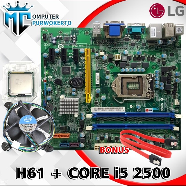 Paket Mainboard Motherboard H61 Intel LGA 1155 + Core I5 2500 + fan