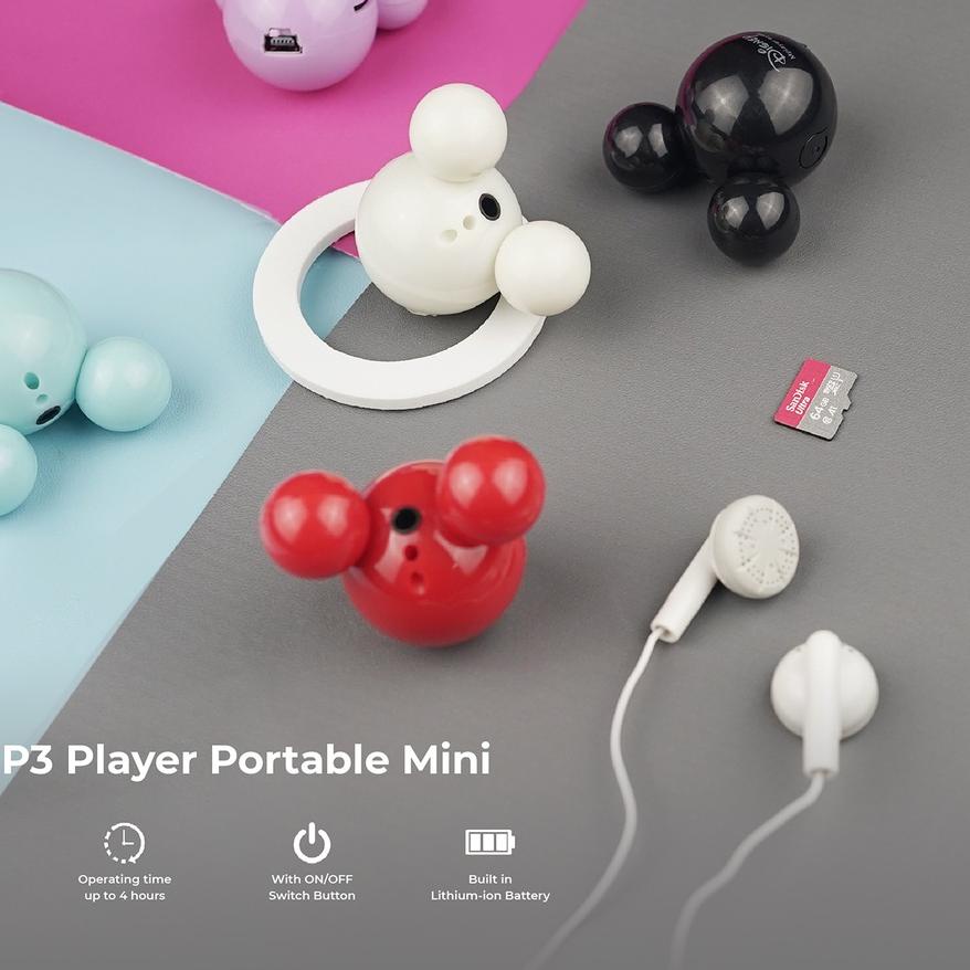 ♘ MP3 Player Mini Mickey Mouse Disney Free Headset ☚