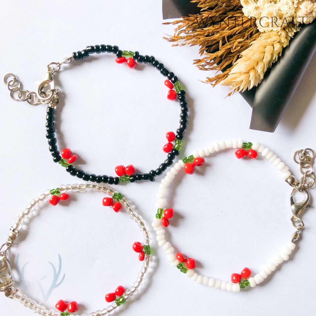 WB244 Wyntercraft Cherry Edition Gelang dan Kalung Manik / Mote Beads Korean Style