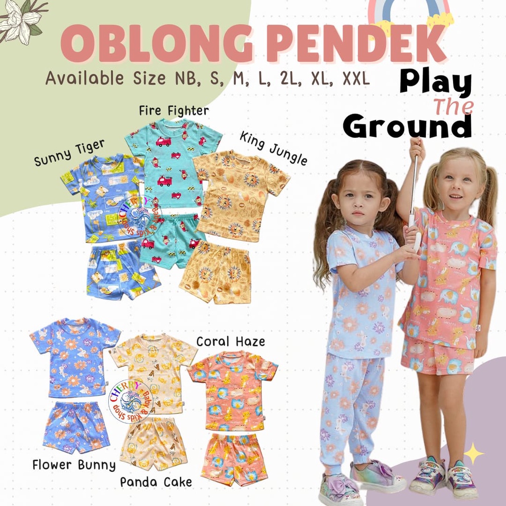 Setelan Oblong LIBBY TIPIS Pendek Cotton NB-XXL Happy Farm Pakaian Bayi Libby / Setelan Boy and Girl Libby CBKS