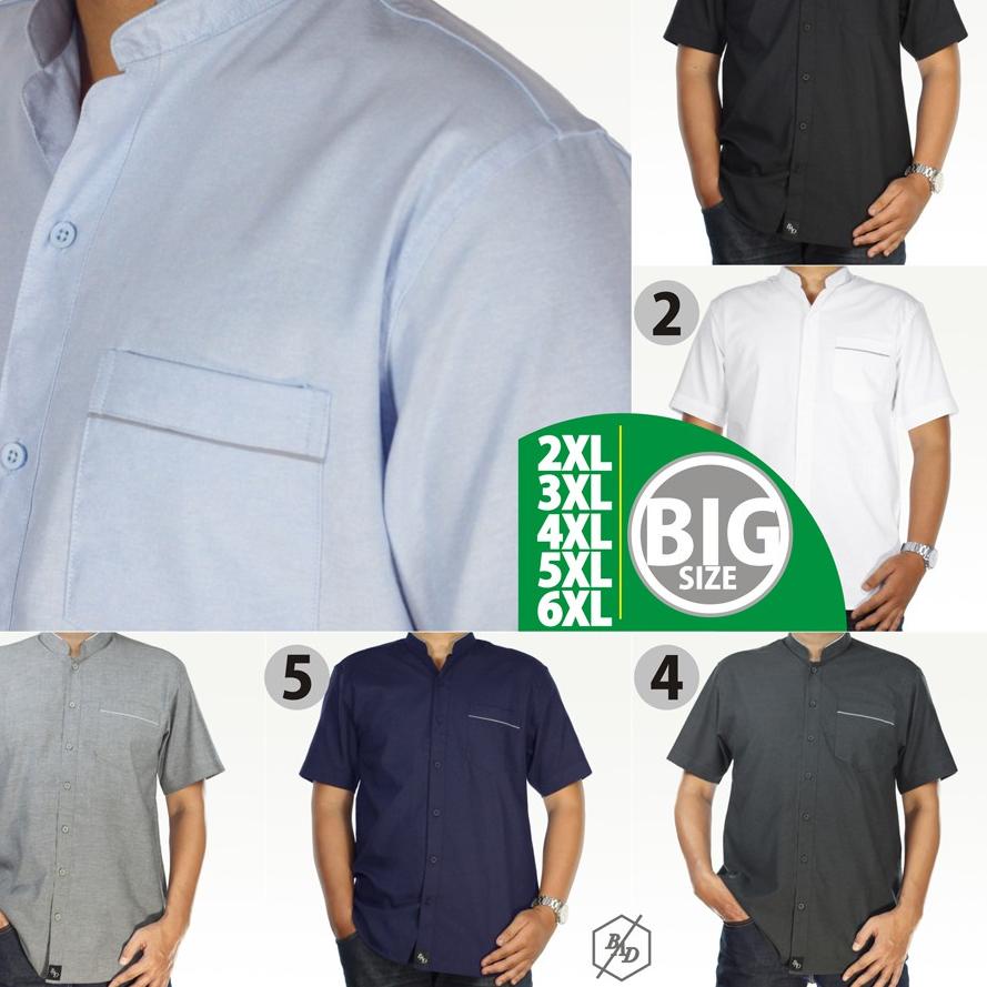 ◄ Kemeja Pendek Pria Big Size Jumbo Kerah Chiangi Cowok Kerja Kasual Hem Katun ●