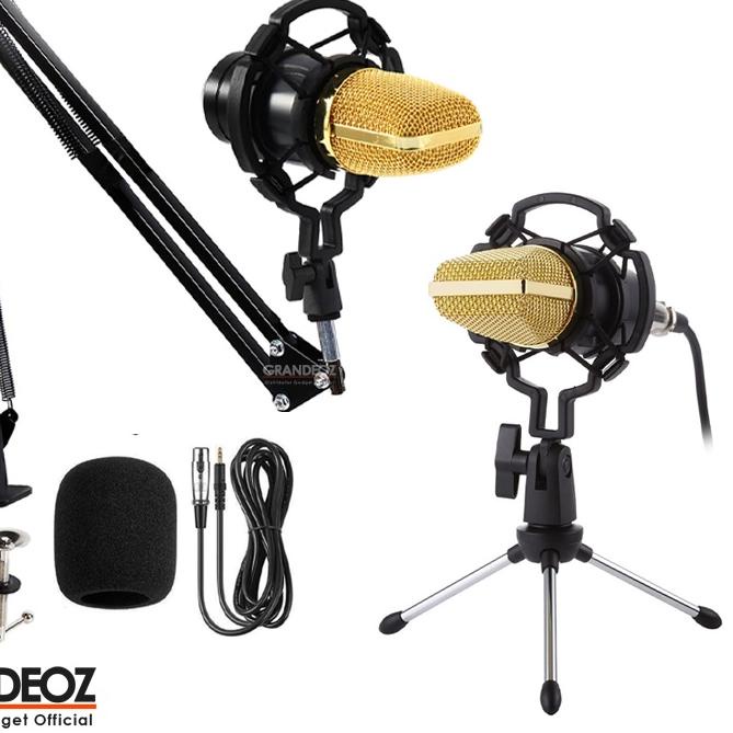 ✵ TaffSTUDIO BM 700 Mikrofon 3.5mm Kondenser Studio dengan Shock Proof USB Mount BM700 Mic BM-700 Co