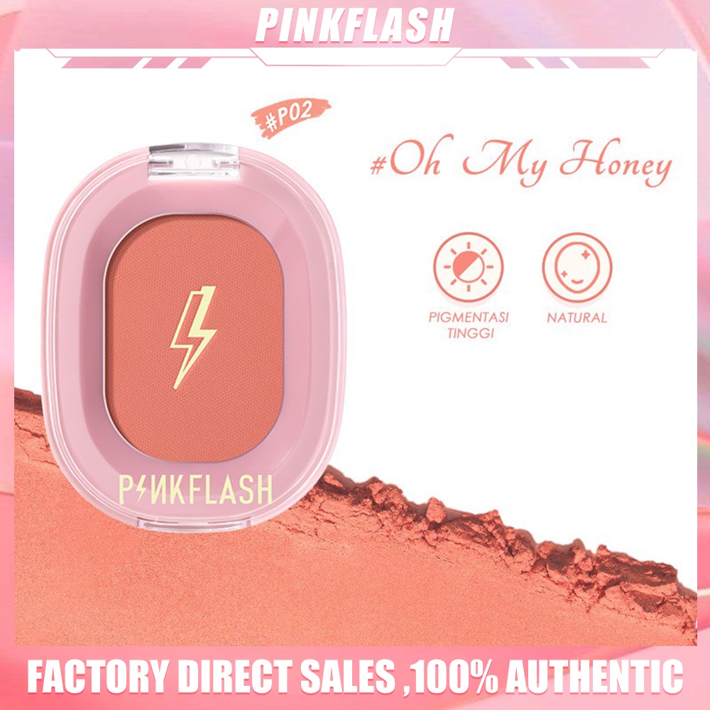 PINKFLASH OhMyPinkFlash OhMyHoney Powder Blush Make Up Naturally Pigmented Soft Powder Cheek Makeup P02 Tekstur (1Piece)