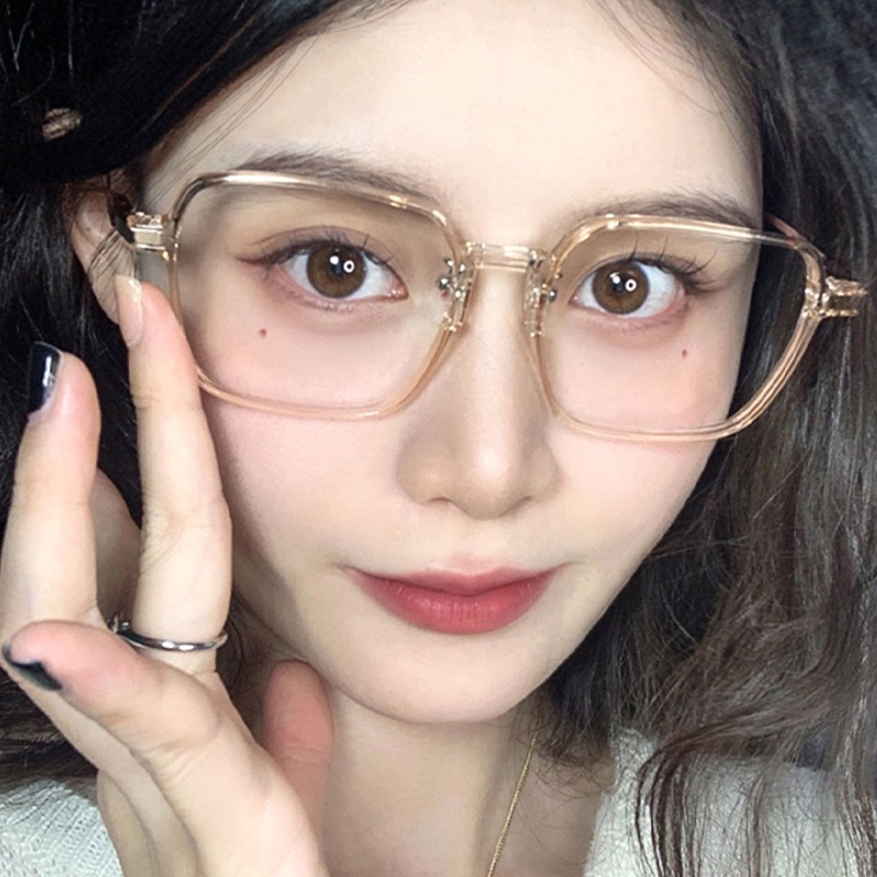 【COD】Ultra-light Large Square Frame Blue Light Blocking Glasses Women Plain Transparent Color Frame  Fashion Kacamata Anti Cahaya Biru Miopia Logam Korea Pria Dan Wanita