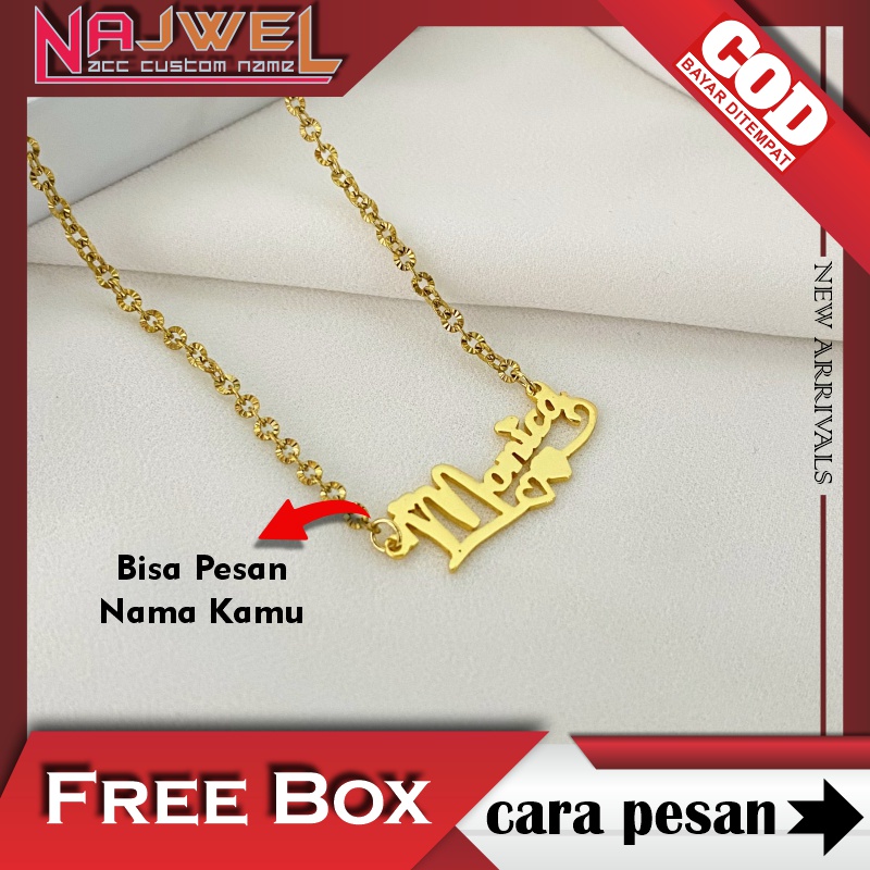 Kalung Nama Titanium Stainless Steel Model Rantai Donat Sinar Aksesoris Fashion Wanita Anti Karat