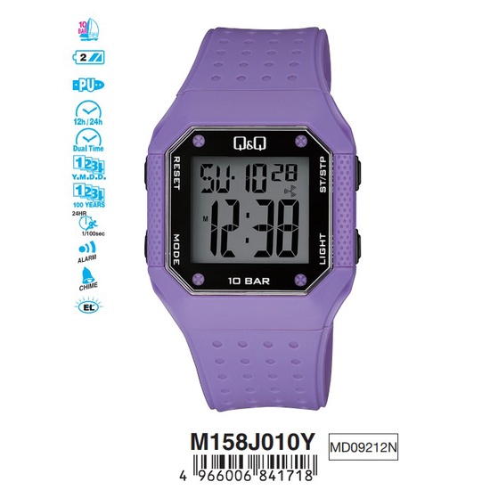 Jam Tangan Pria Casual Sporty Rubber Digital Original Q&amp;Q QnQ QQ M158 M158J Series