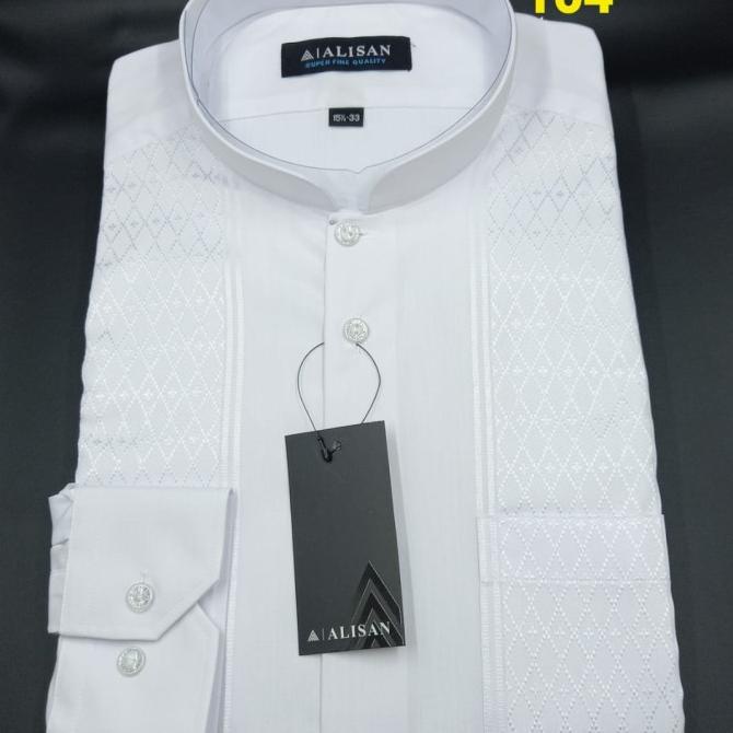 TERMURAH Baju Koko Pria Bordir Alisan Putih 0058 Reguler Lengan Panjang /BAJU KOKO PRIA/BAJU KOKO DE