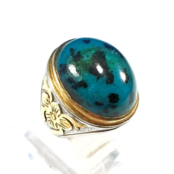 Batu Cincin  BATU AKIK NATURAL BACAN DOKO TOTOL BODYGLASS RING PERAK MUMBUL PGS660