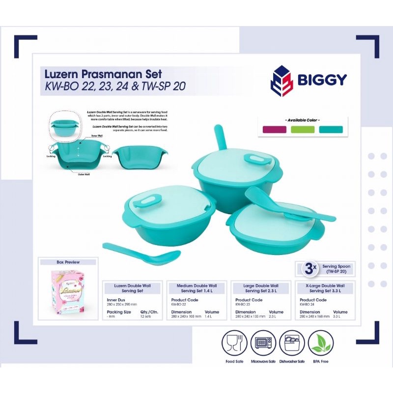 BIGGY Prasmanan Luzern Set 3 / Tempat Penyimpanan Makanan Serbaguna