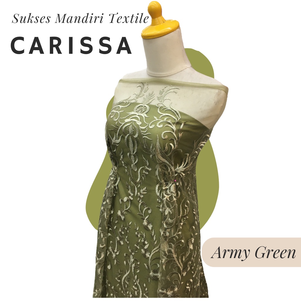 [CARISSA] Brokat Brukat Tile Premium Mewah Warna Hijau Army | Harga ½ meter = 50 cm (Bahan Dress Bri