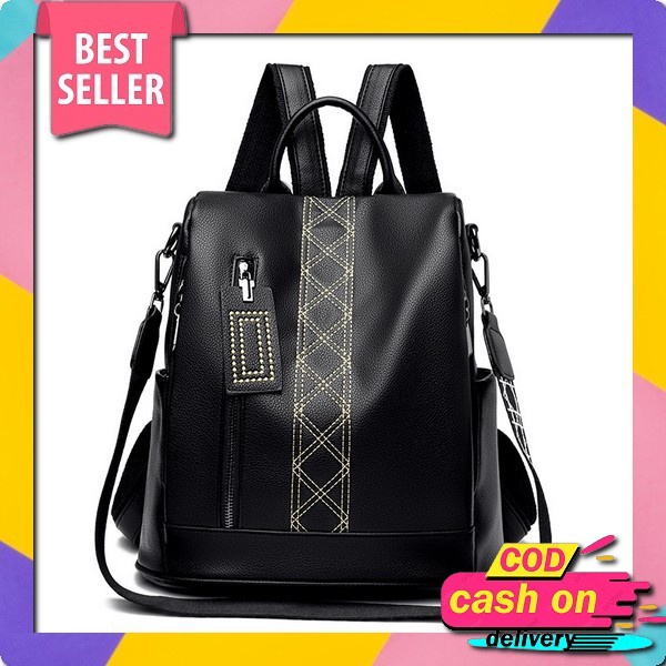 Tas Ransel Wanita Import Korea Anti Vermona Air Motif Catur Hitam Ta704B5 Gendong Punggung Sekolah K