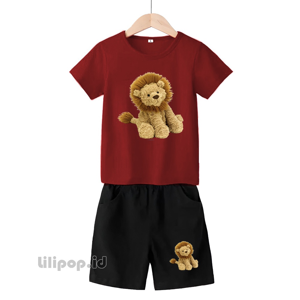 Baju Anak Stelan Kaos 3/4 lion Doll Cowok Cewek  Usia 1 - 4 Tahun Celana Pendek Harian