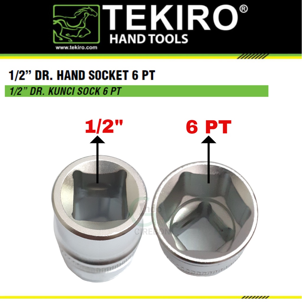 Tekiro Mata Sock 1/2&quot; 6 PT Ukuran 8 10 12 14 17 19 21 22 24 MM Kunci Sok Hand Socket 1/2 Inch 6PT Pendek Murah