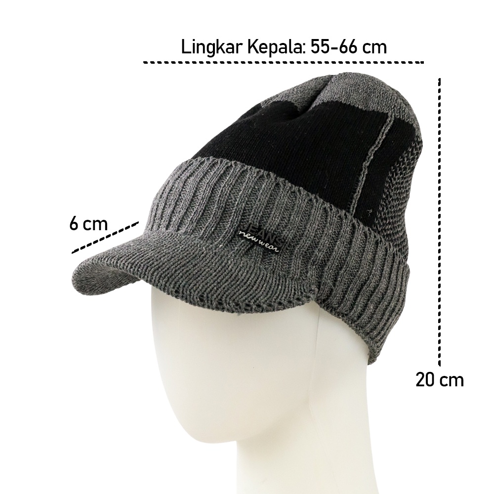 Topi Musim Dingin Rajut Winter Knitted Wool Caps Beanies - Gray