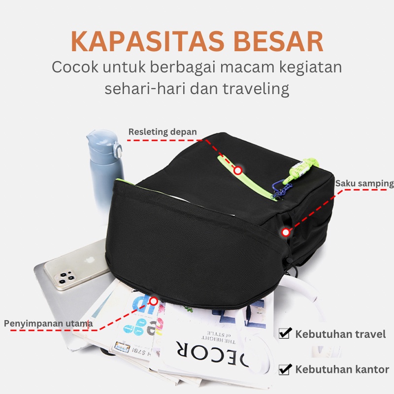 Uphike Tas Ransel Laptop Kerja Sekolah Pria Fashionable Backpack New Arrival Waterproof multifungsi TR611