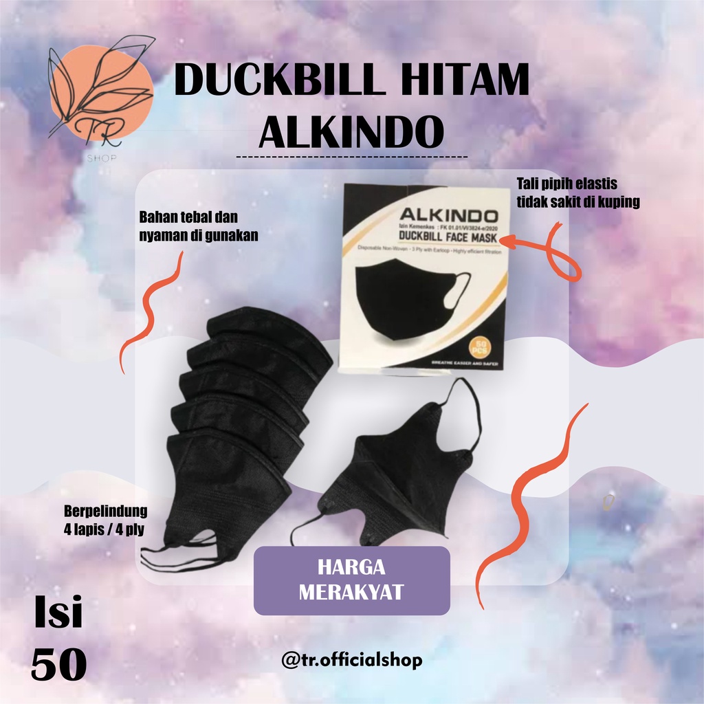 [TR] MASKER DUCKBILL HITAM /PUTIH /ABU /RAINBOW /WARNA MOUSON /EZYCARE /Y&B /CAREION /ALKINDO / FACE