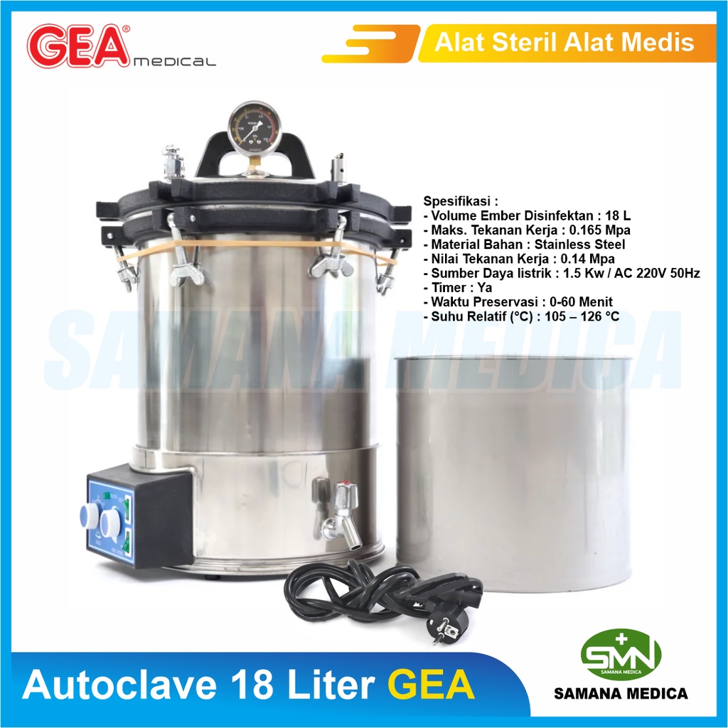 Autoclave 18 Liter GEA YX-18LDJ Dengan Timer Alat Steril Alat Medis GEA Murah