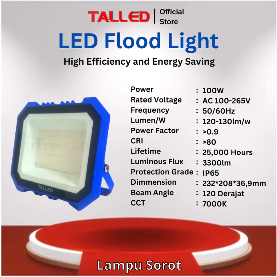 LAMPU SOROT LED TALLED 100W White Warm White